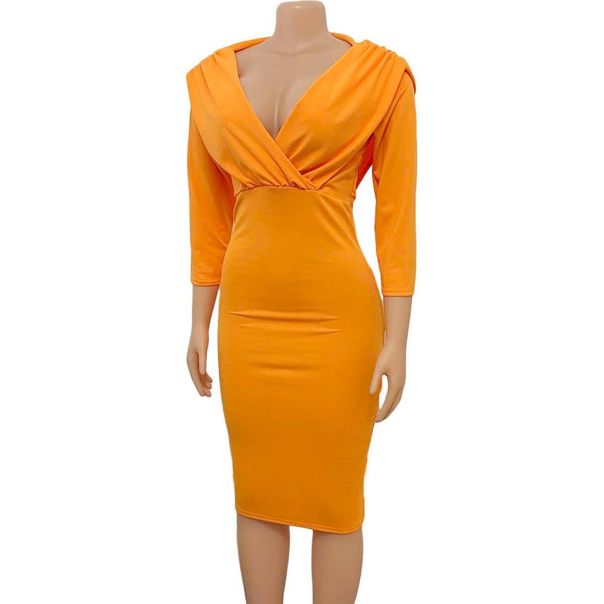 V-NECK SOLID COLOR HIP SEXY FASHION DRESS