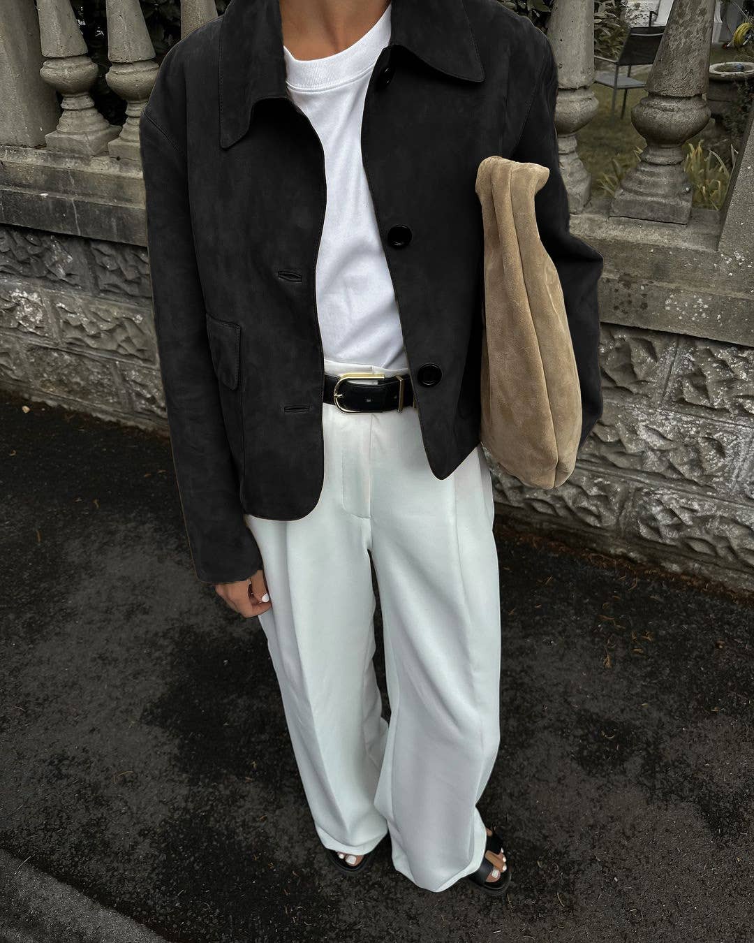 Single-breasted solid-color long-sleeved jacket