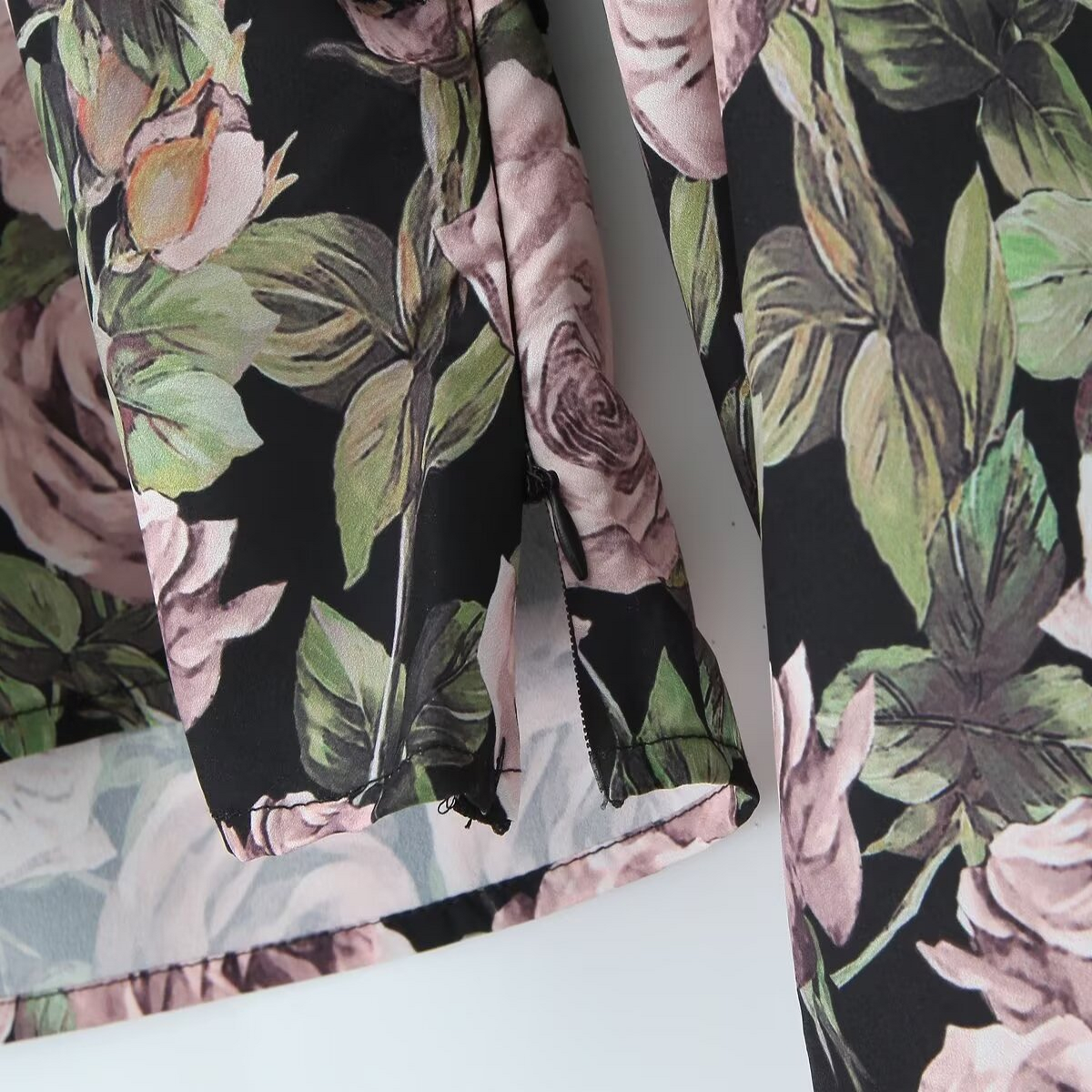 Lace Rose Print Long Sleeve Top ? French Style