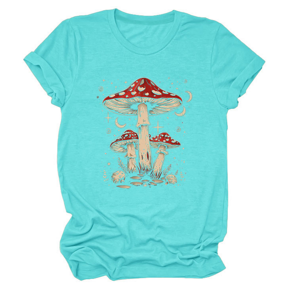 Playful Red Mushroom Print Women's Base Tee_CWTTS1510