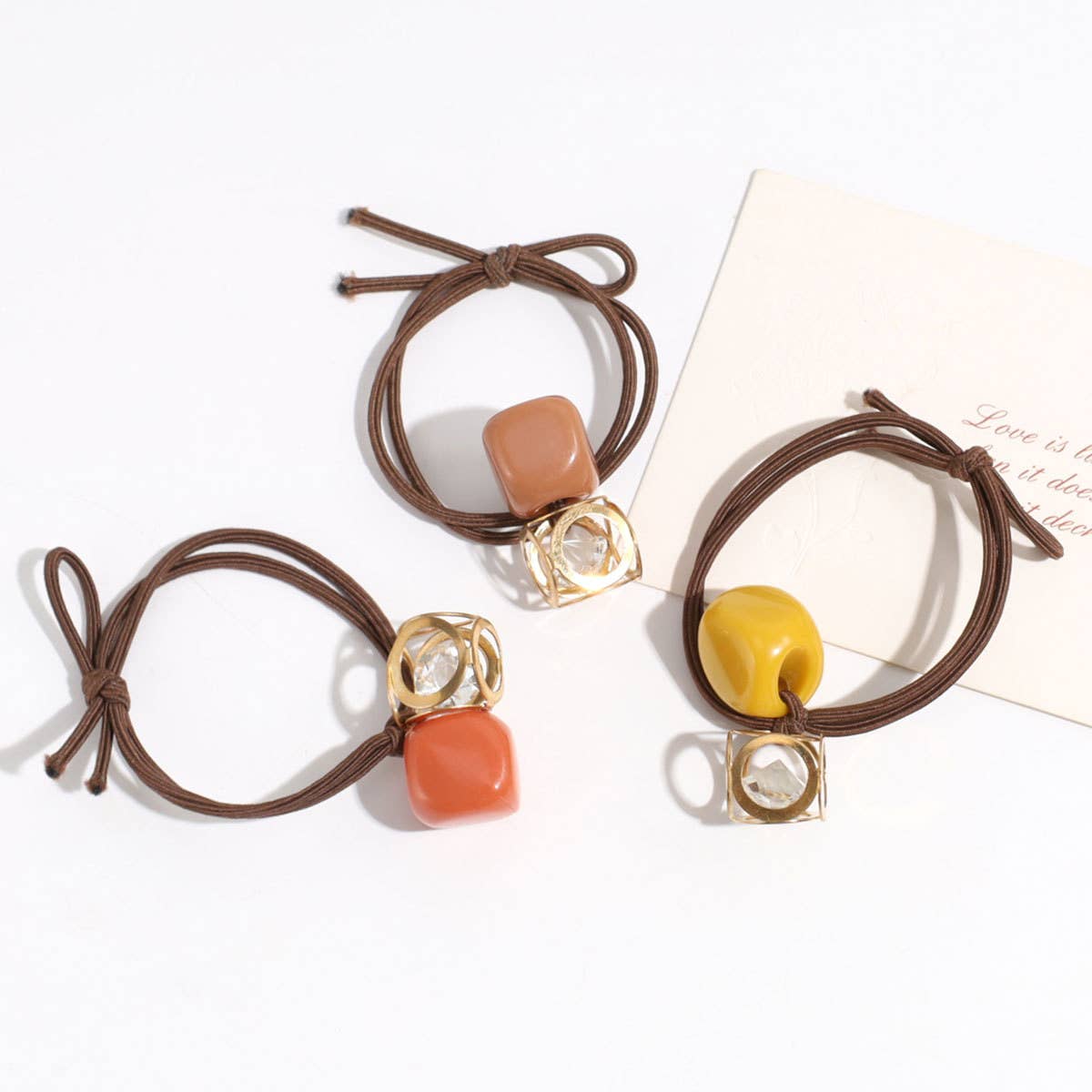 DOUBLE-LAYER HOLLOW SQUARE RHINESTONE HAIR ROPE