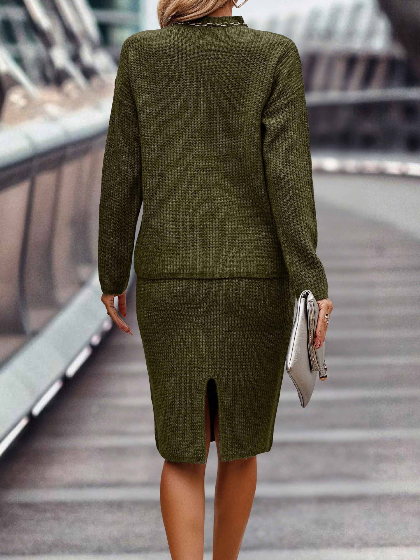 LONG SLEEVE FASHION HALF TURTLENECK SWEATER SET