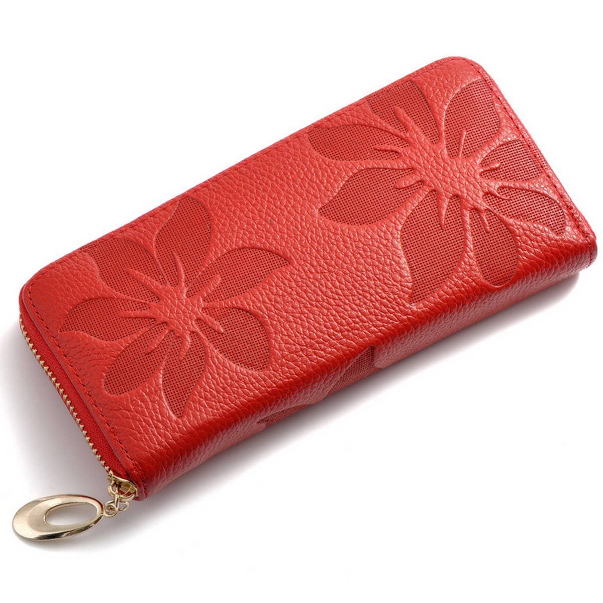 Embossed Leather Long Wallet for Women_CUAB00363