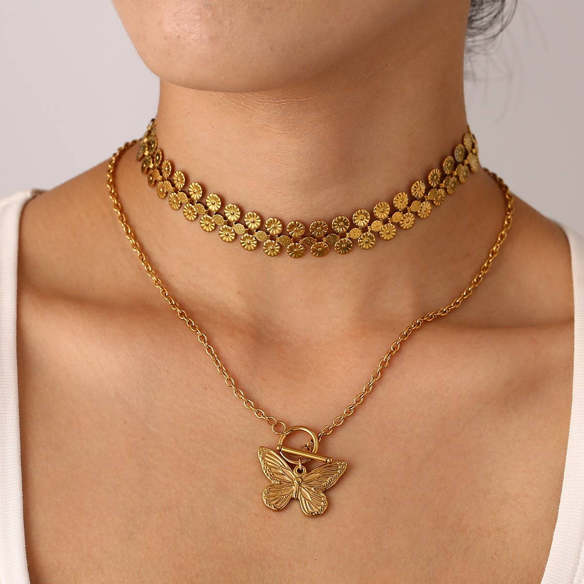 Fashion 18K Gold Butterfly Collarbone Chain_CWMM8884