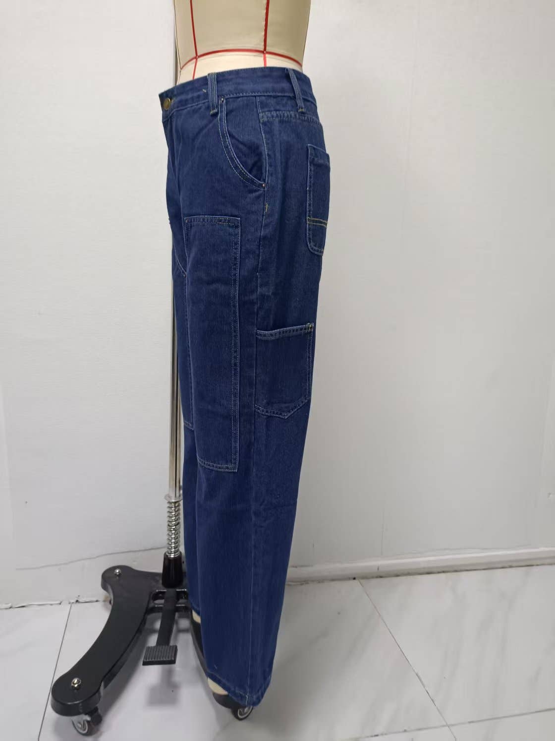 Loose-fitting wide-leg rivet work jeans