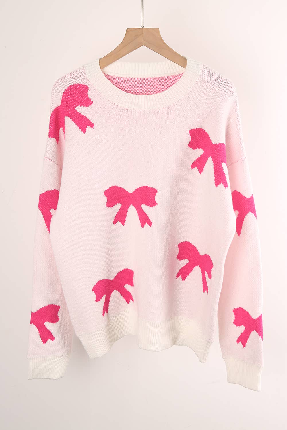 KNIT BOW PULLOVER LONG-SLEEVED SHIRT