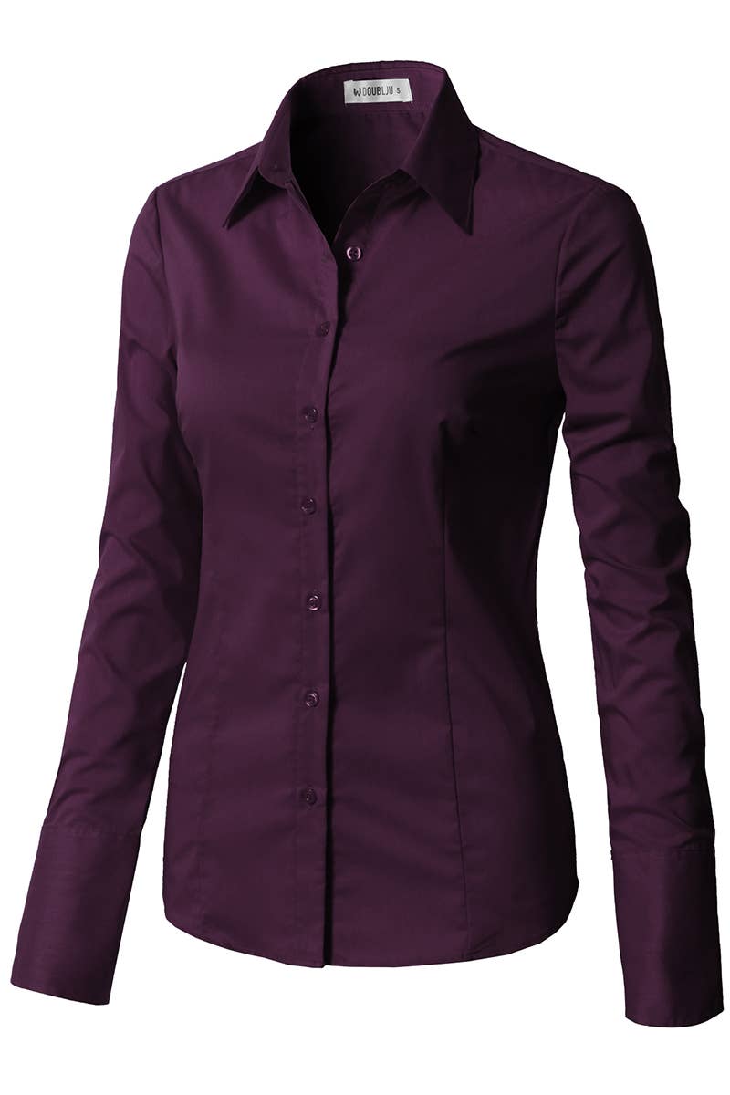 LADIES CASUAL LONG SLEEVE BUTTON UP SHIRT_CWTDSL027