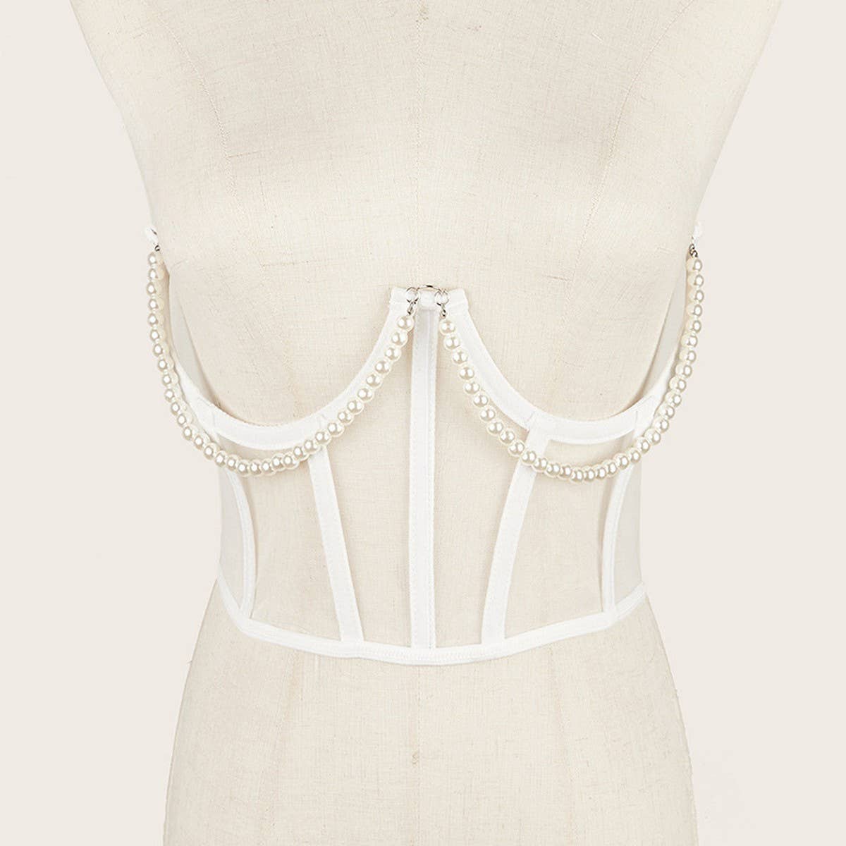 CWABE0977_PEARL CHAIN WAIST AND CHEST RING CORSET