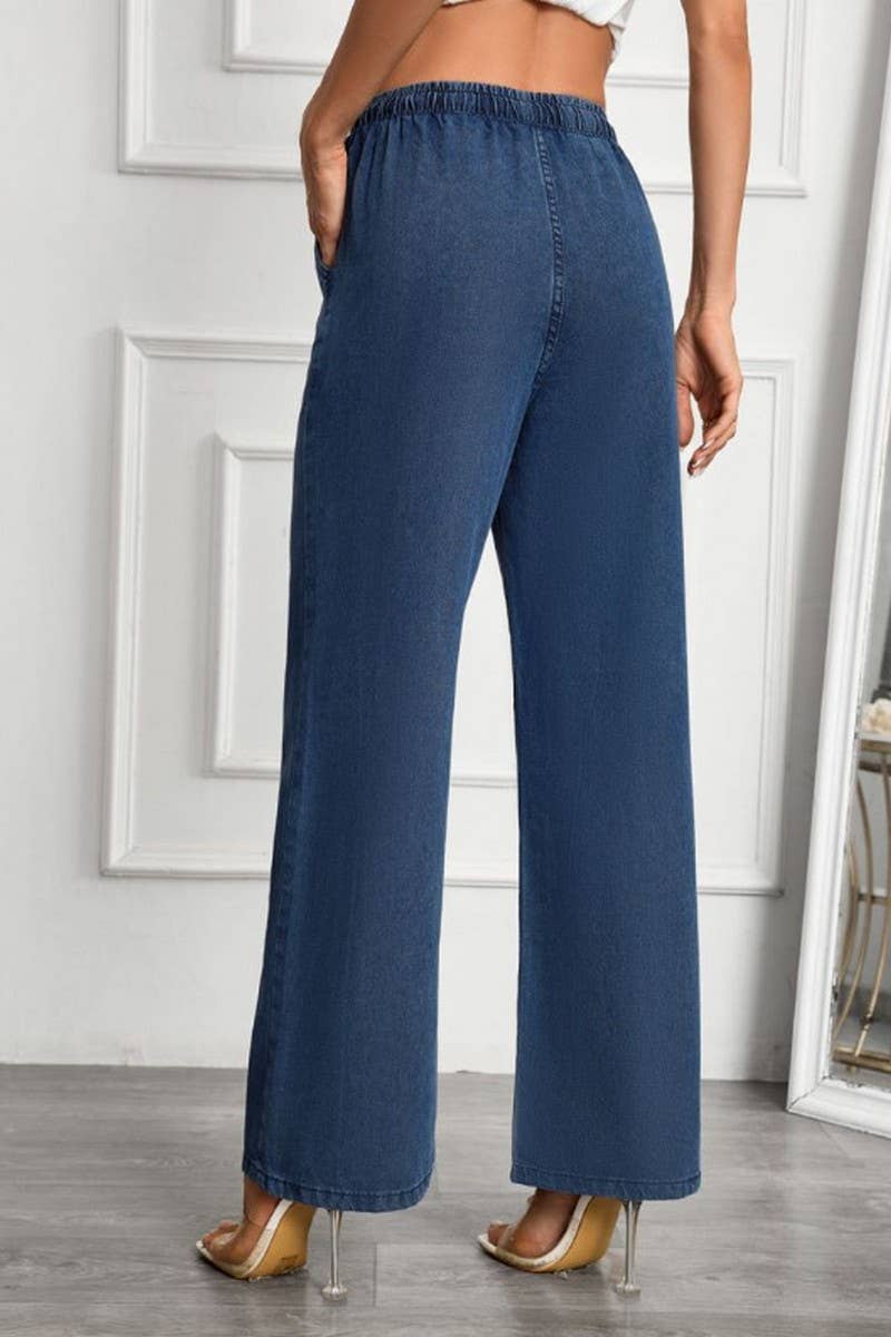 CWBLP2003_HIGH WAIST LOOSE FIT DRAWSTRING DENIM PANTS