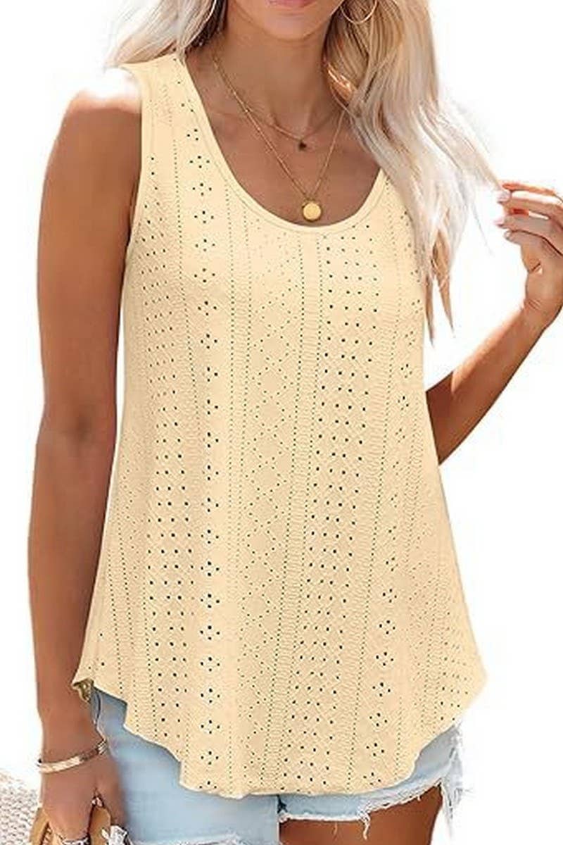 Cwttsl0235_Round Neck Sleeveless Knit Top