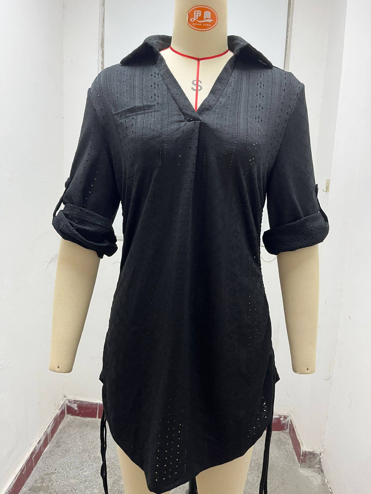 Solid-color cut-out side-pleated strappy dress