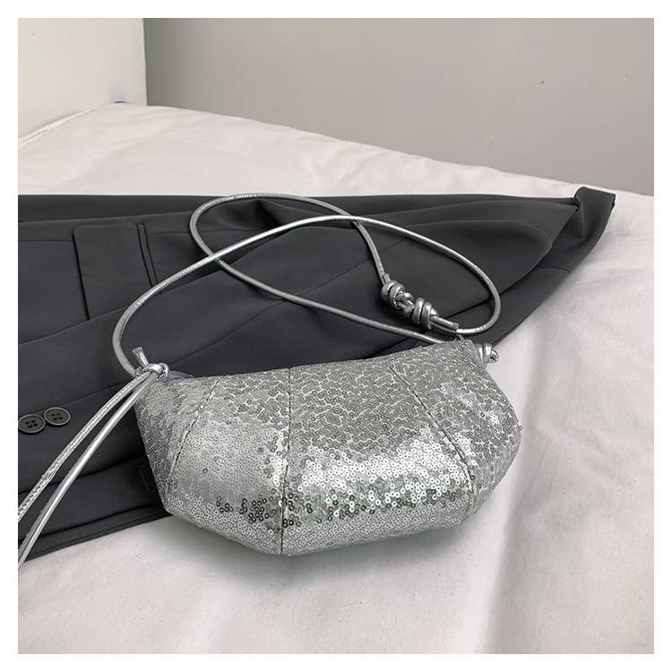 Sequined solid color personalized crossbody bag