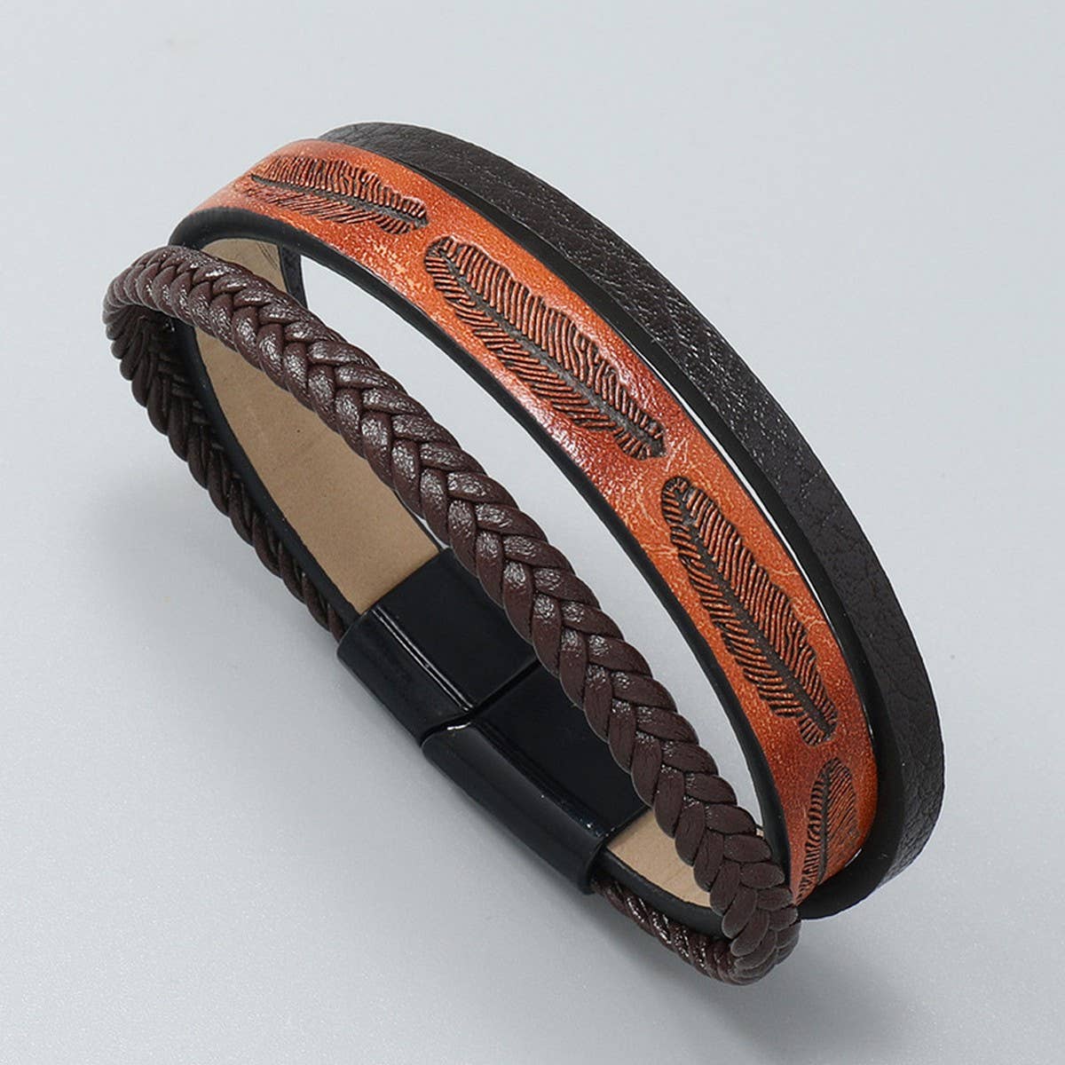 SIMPLE MULTI-LAYERED HAND-WOVEN LEATHER BRACELET_CWMM4527