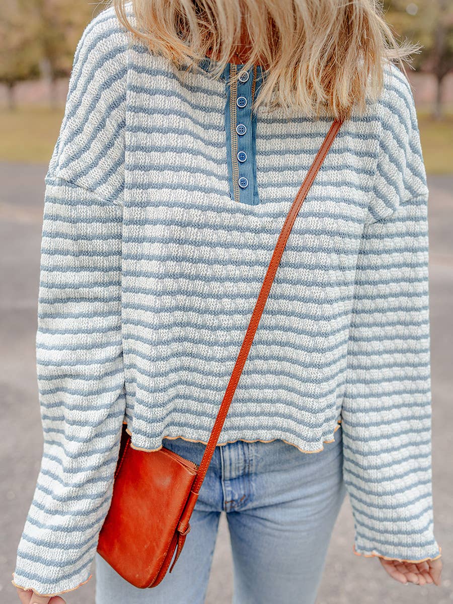 SIMPLE ALL-IN-ONE STRIPED PRINTED RUFFLE HOODIE