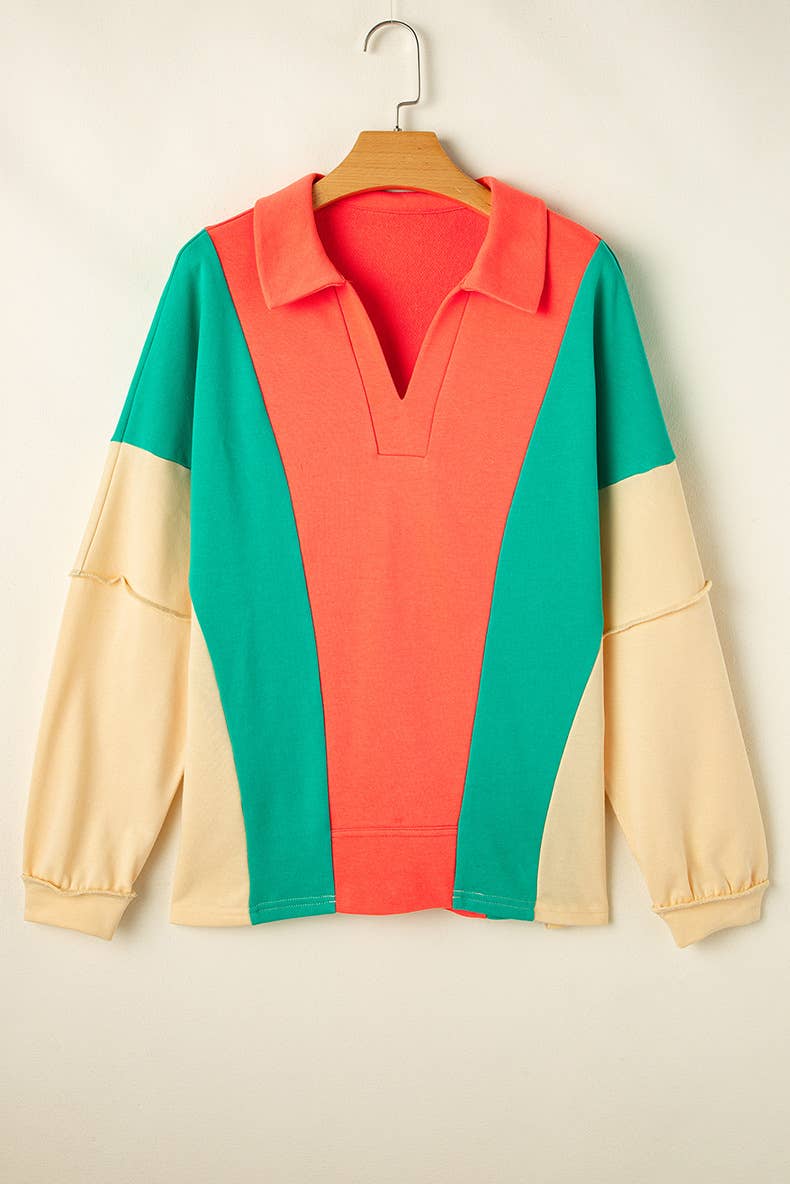 LAPEL CASUAL OVERSIZE MULTI-COLOR PRINTED HOODIE