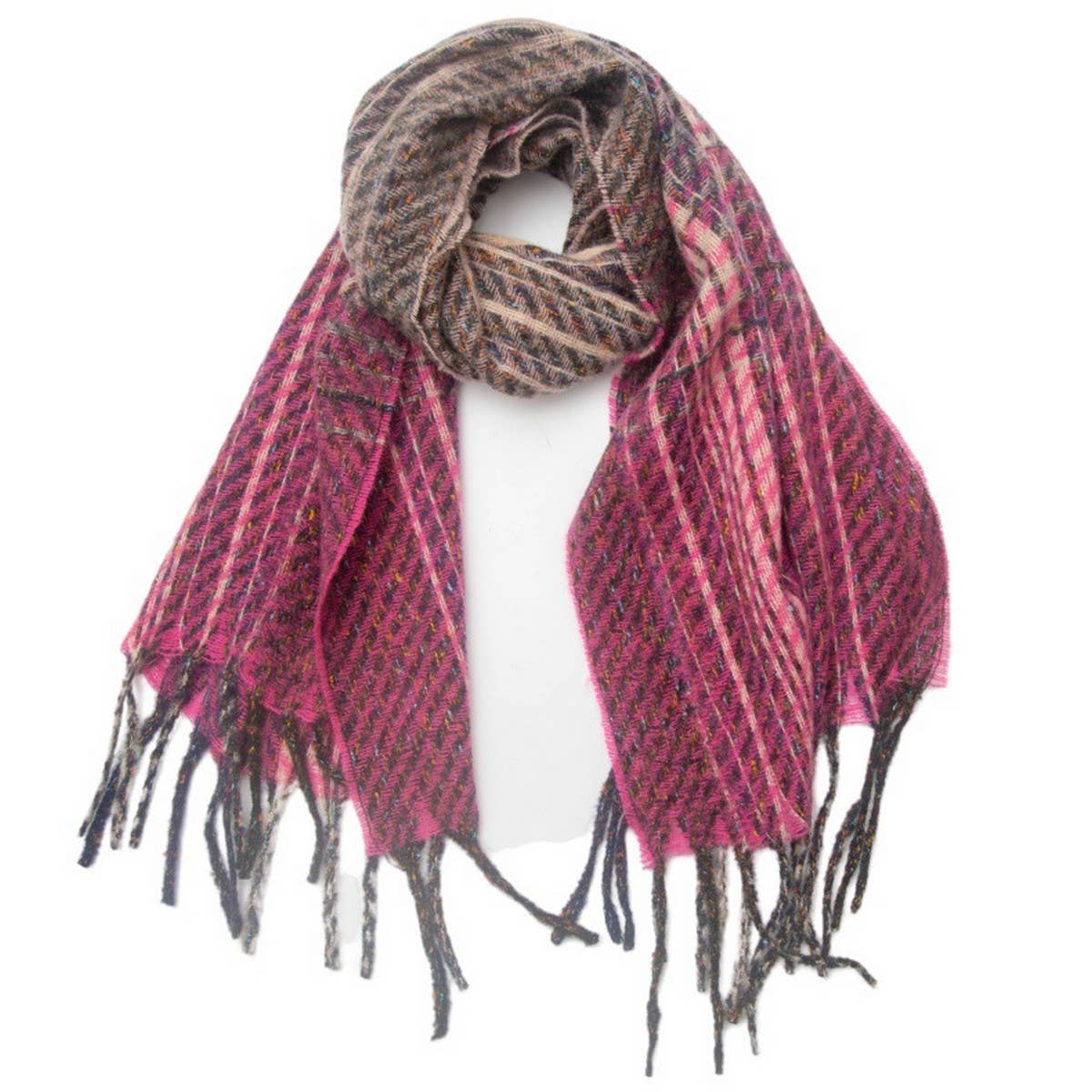 Gradient Fringe Scarf ? Fall/Winter Jacquard Wrap