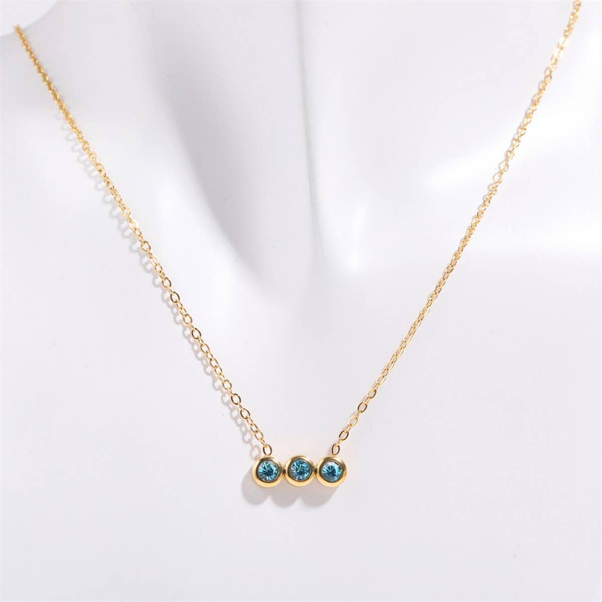 12 Birthstone Pendant Clavicle Necklace_CWMM5670