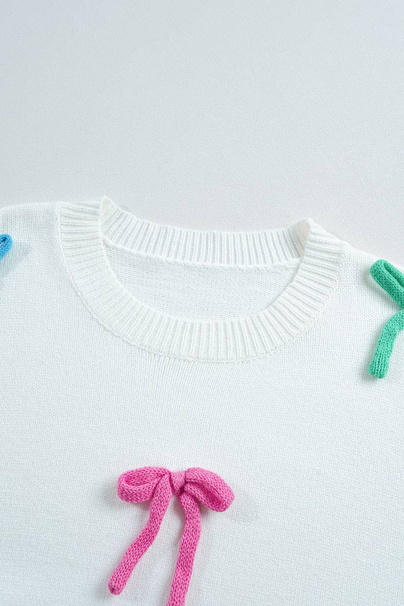 FASHION COLOR THREE-DIMENSIONAL BOW KNITWEAR