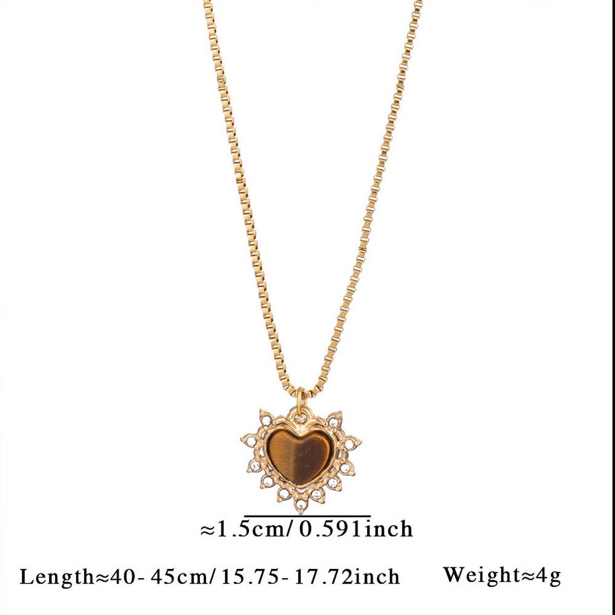 Minimalist Heart Necklace with Blue Tiger's Eye