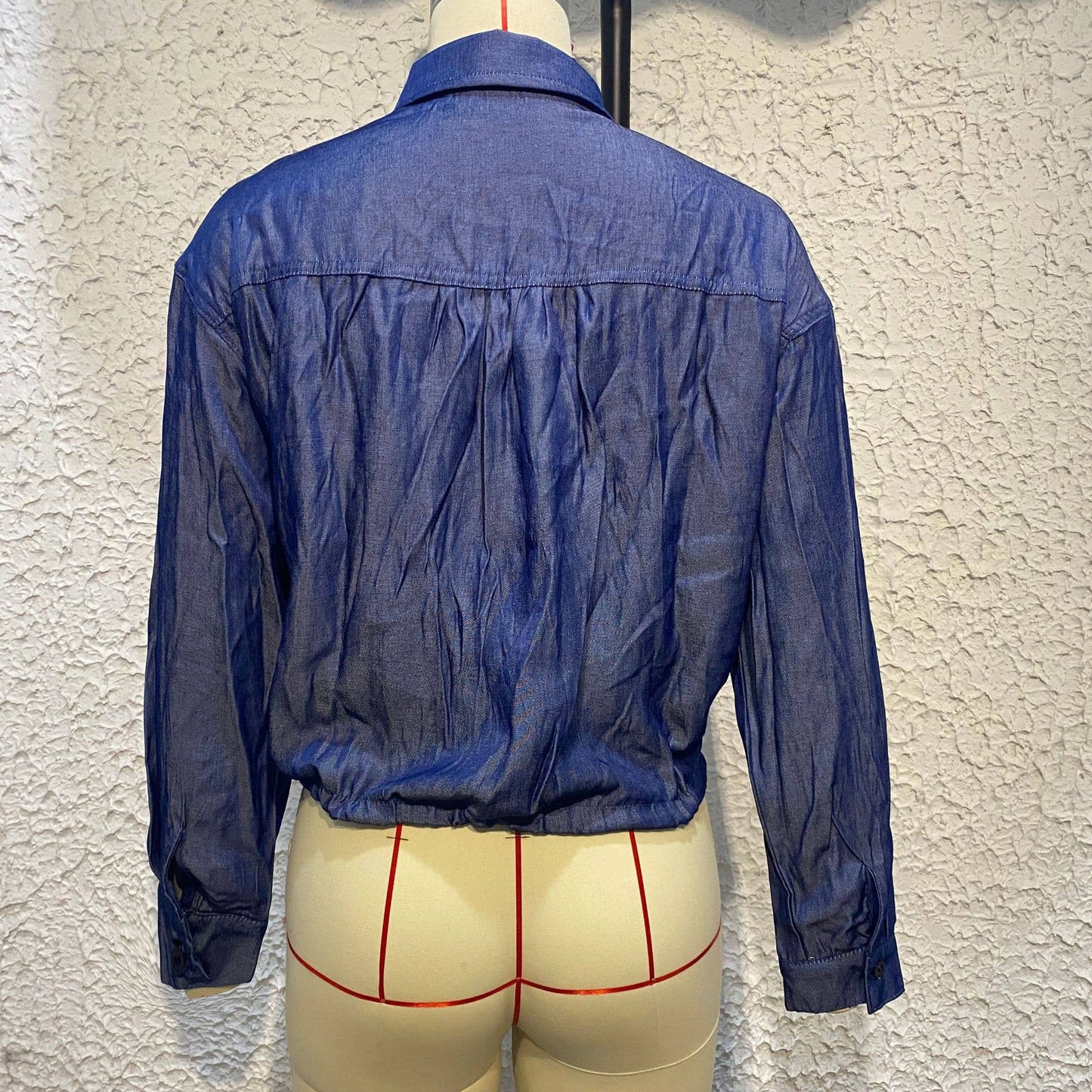 LONG SLEEVE DENIM SHIRT WITH POCKETS LOOSE TOP