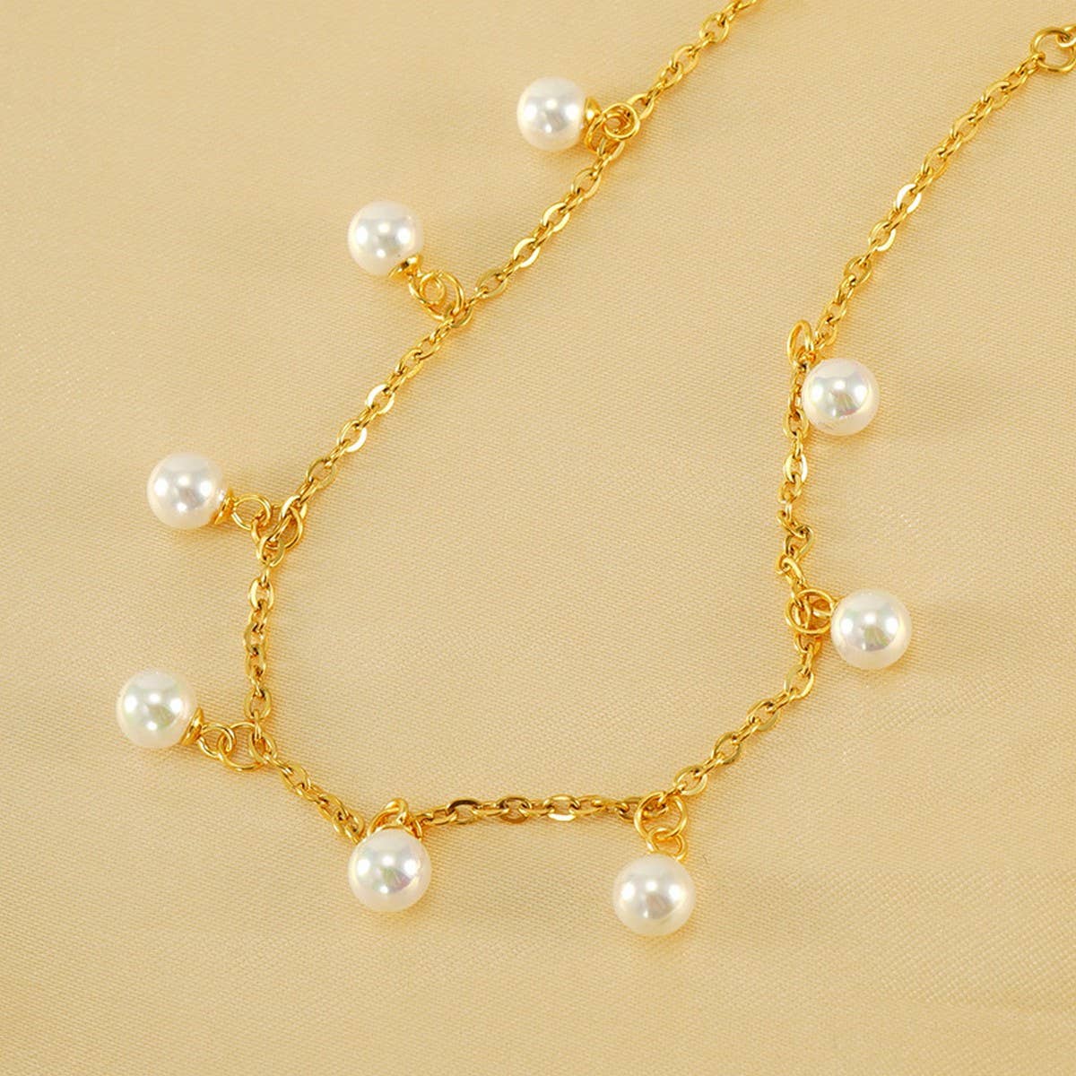 CWAJE1952_Personalized Gold Pearl Fringe Anklet Bracelet