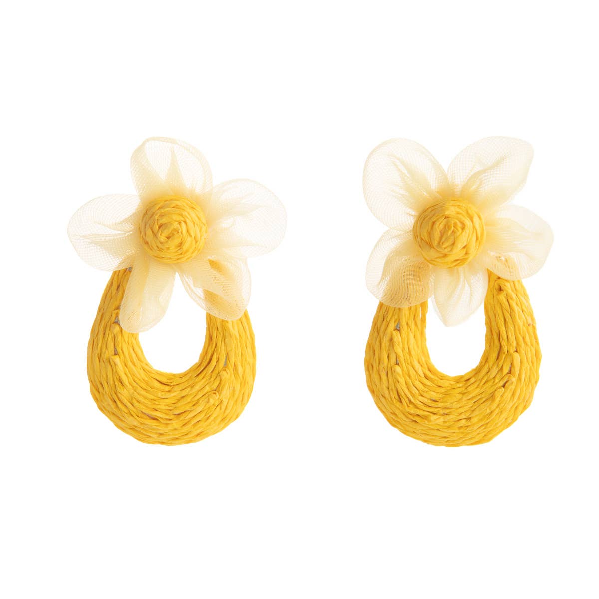 Floral Raffia Mesh Drop Earrings