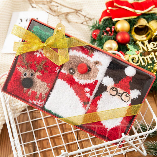 3 PAIRS OF GIFT BOX PARENT-CHILD MIDDLE TUBE SOCKS_CWMS0971