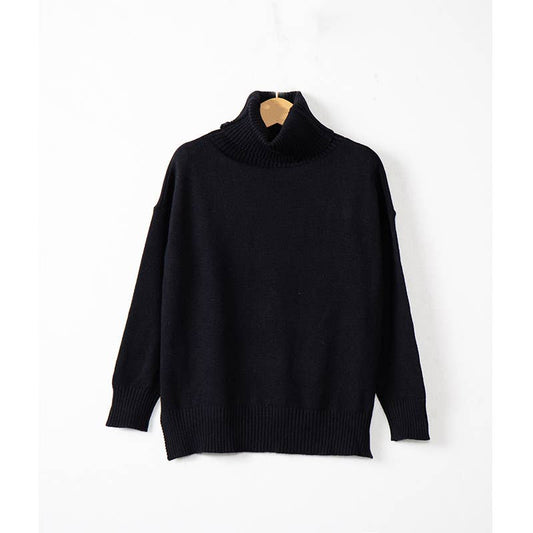 TURTLENECK IRREGULAR LOOSE SOLID COLOR SWEATER