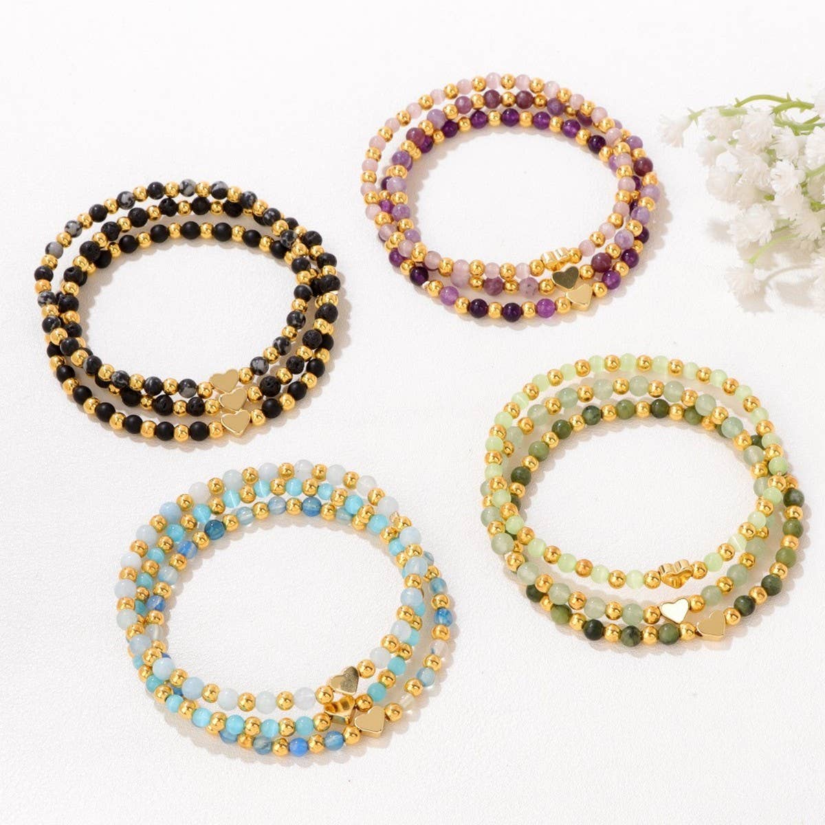 CWAJE4299_SMALL FRESH LOVE STONE BEADED COUPLE BRACELET