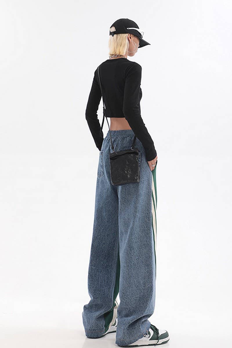 CWBLP1840_SPORTS CASUAL STITCHING LOOSE WIDE-LEG PANTS