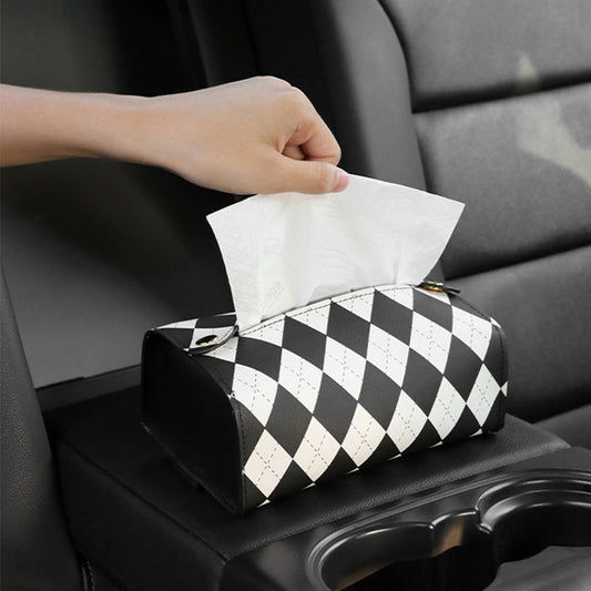 POPULAR BLACK AND WHITE DIAMOND CAR TISSUE BOX_CWMM2256