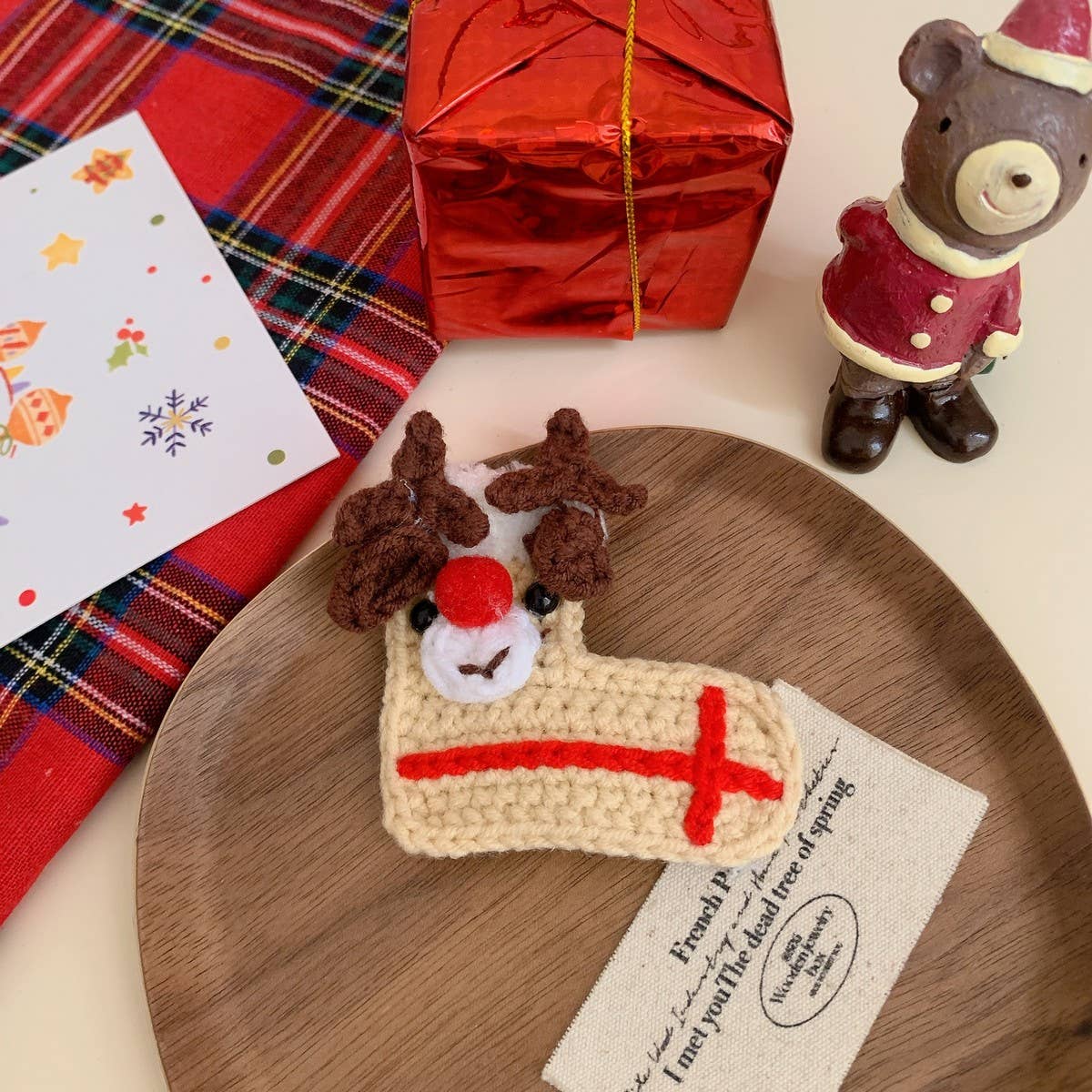 CWAHA07721_XMAS CUTE KNIT HAIR ELASTIC BAND FOR CHILDREN