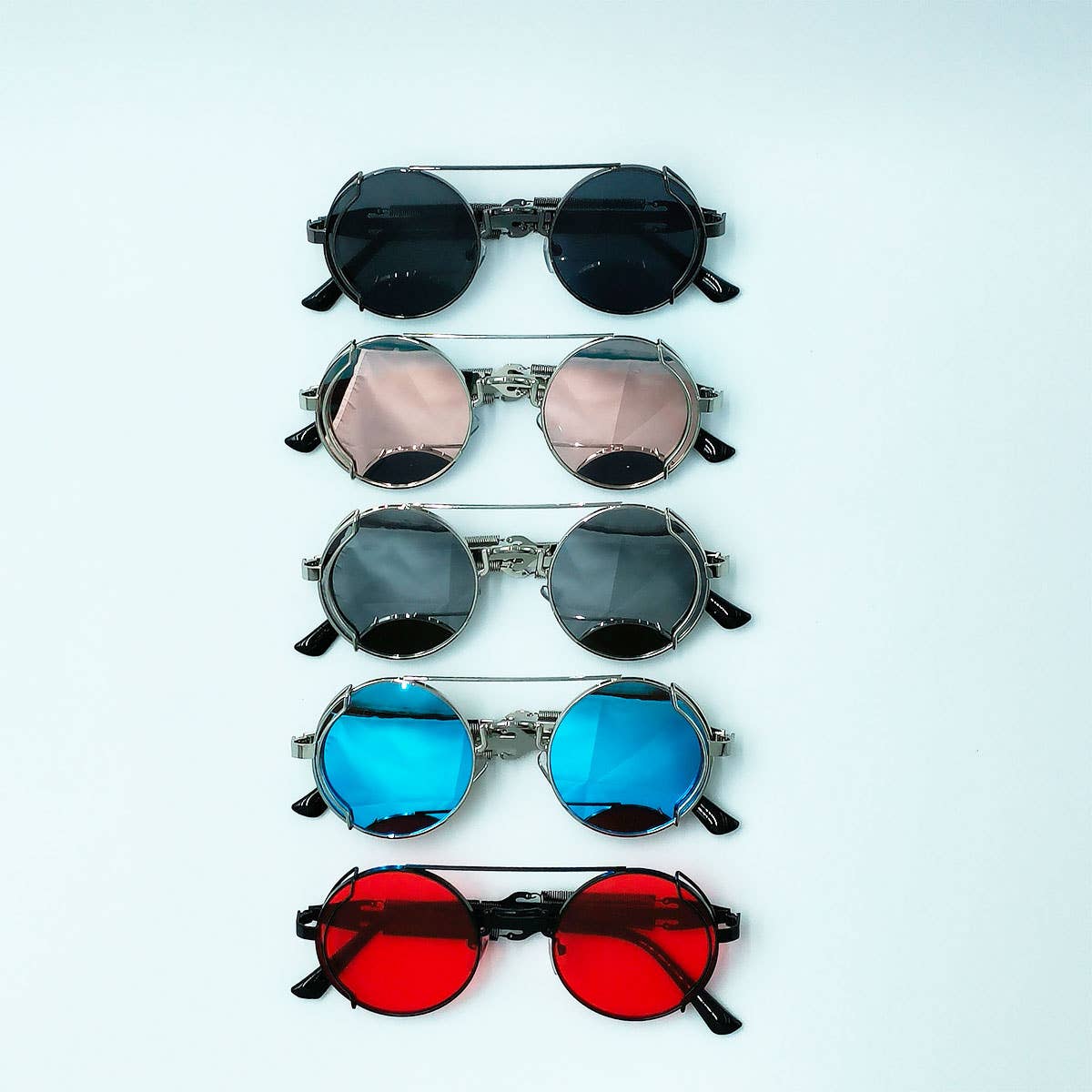 METAL ROUND FRAME STEAMPUNK METAL SUNGLASSES