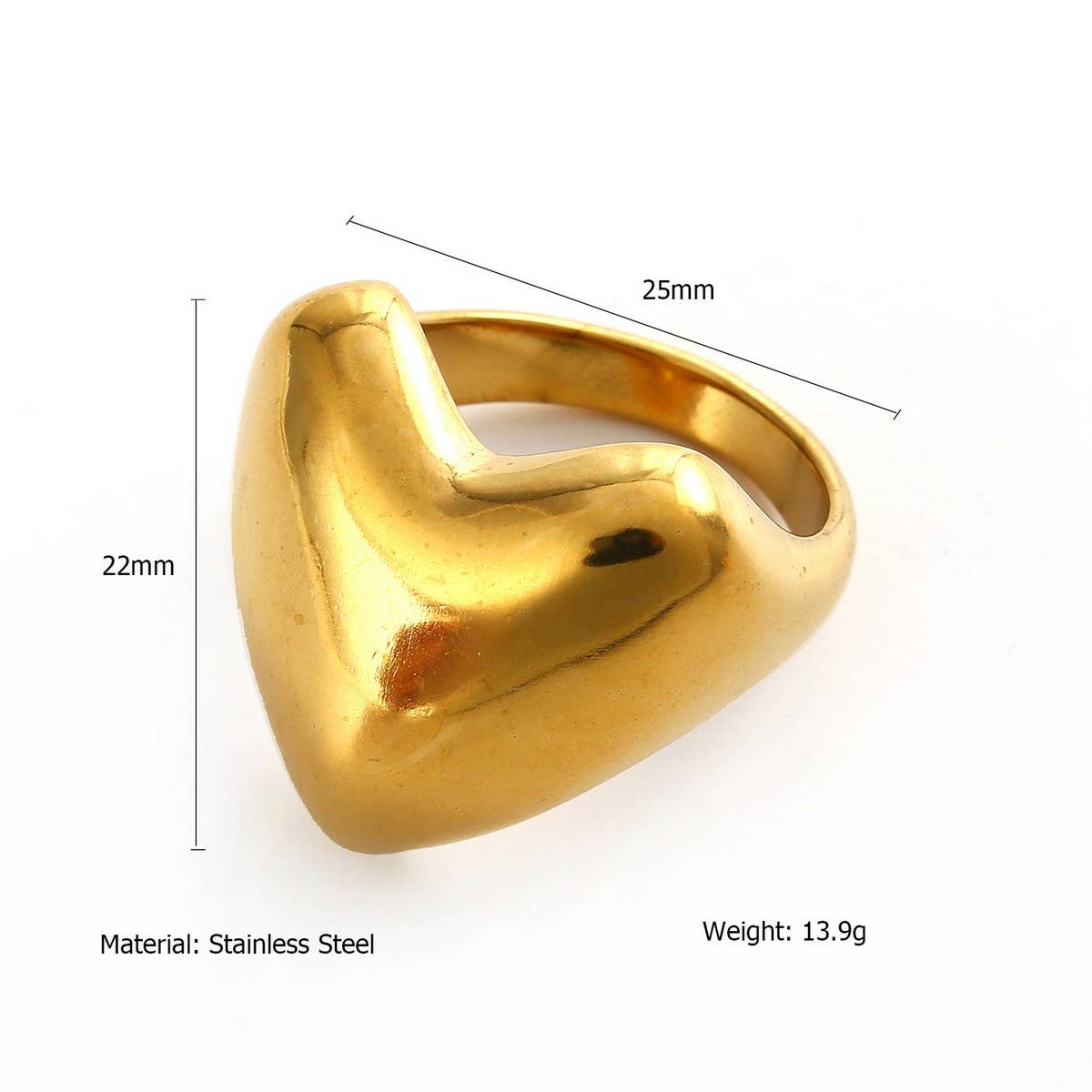 Trendy 18K Gold Plated Steel Statement Ring