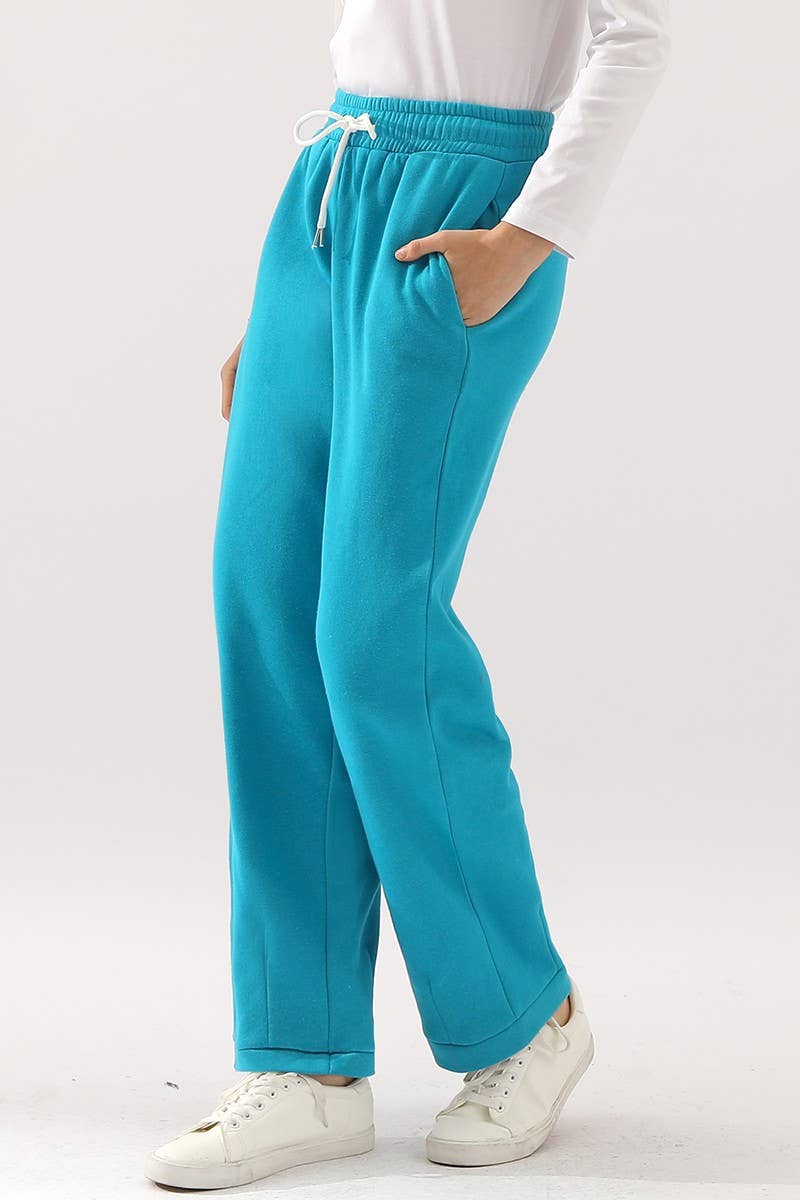 CWBLP392_HIGH WAISTED STRAIGHT WIDE LEG LONG SWEATPANTS