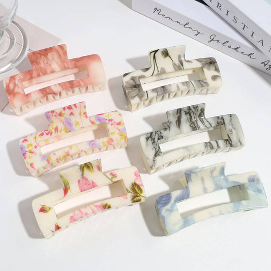 Ink Flower Cutout Hair Claw - Elegant Daily Style