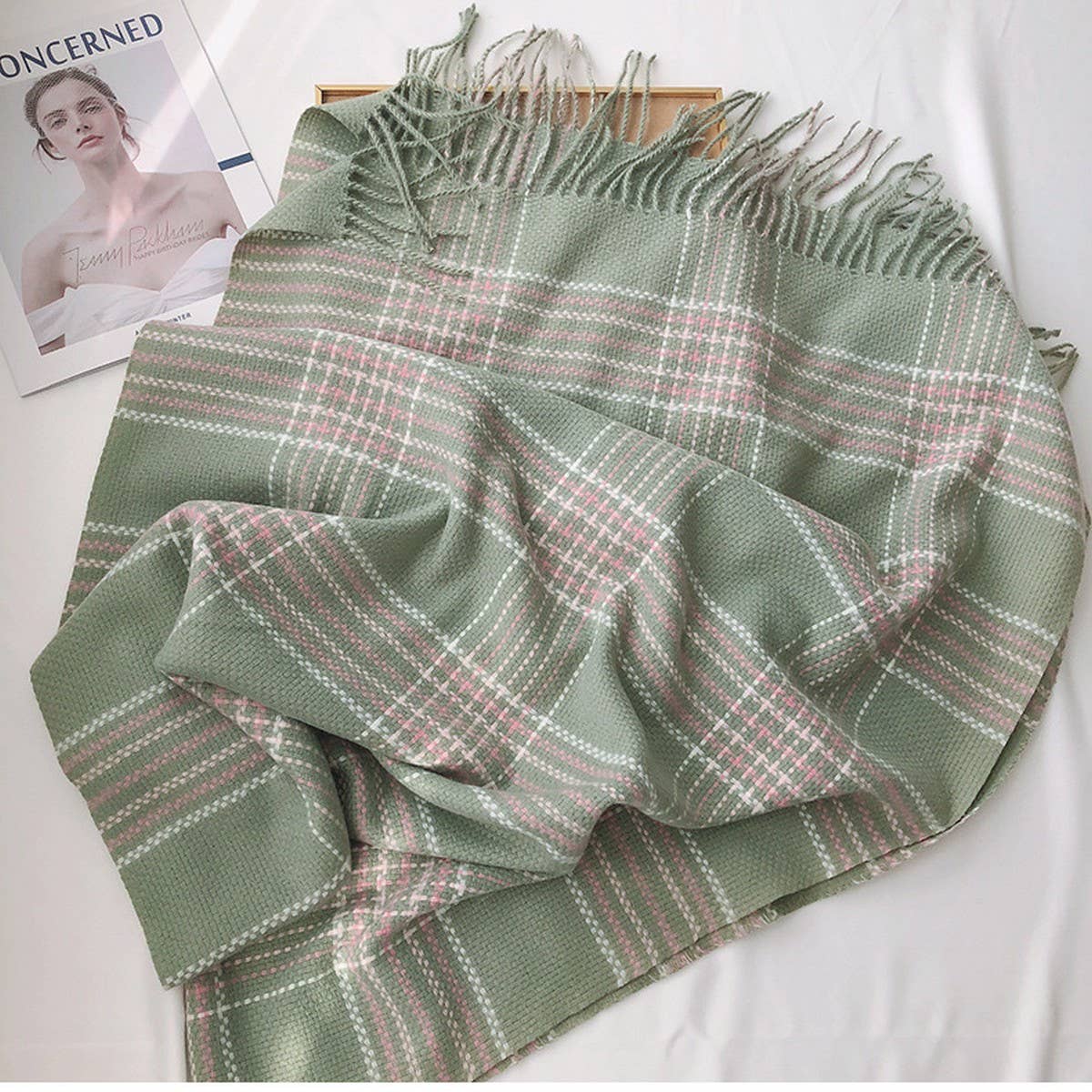 Plaid Faux Cashmere Scarf ??Thick Warm Winter Wrap_CWASC1453