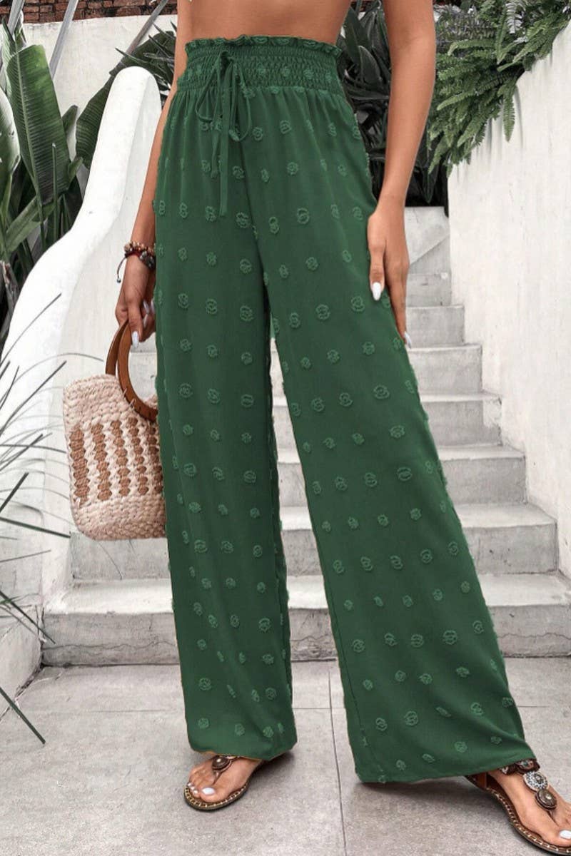 CWBLP0686_HIGH WAIST JACQUARD WIDE LEG CASUAL LONG PANTS