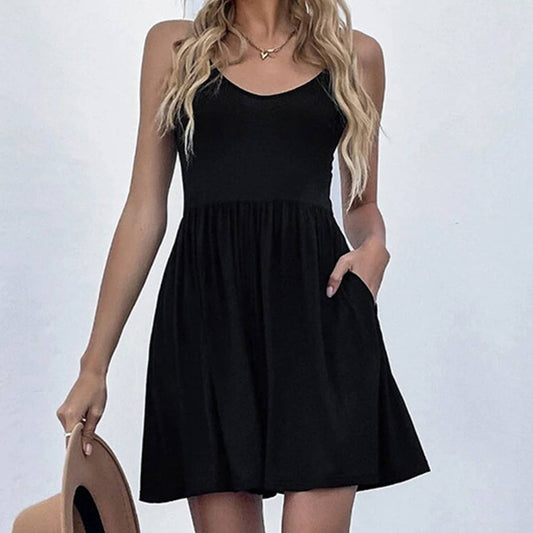 Open back pocket knitted camisole jumpsuit shorts_CWSJS0579