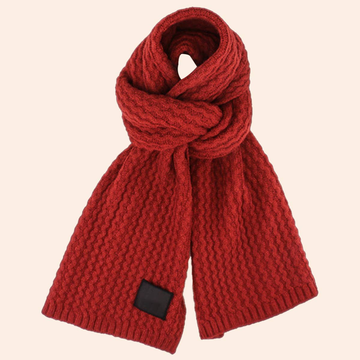 Red Knit Christmas Scarf - Faux Cashmere Reindeer_CWASC0127