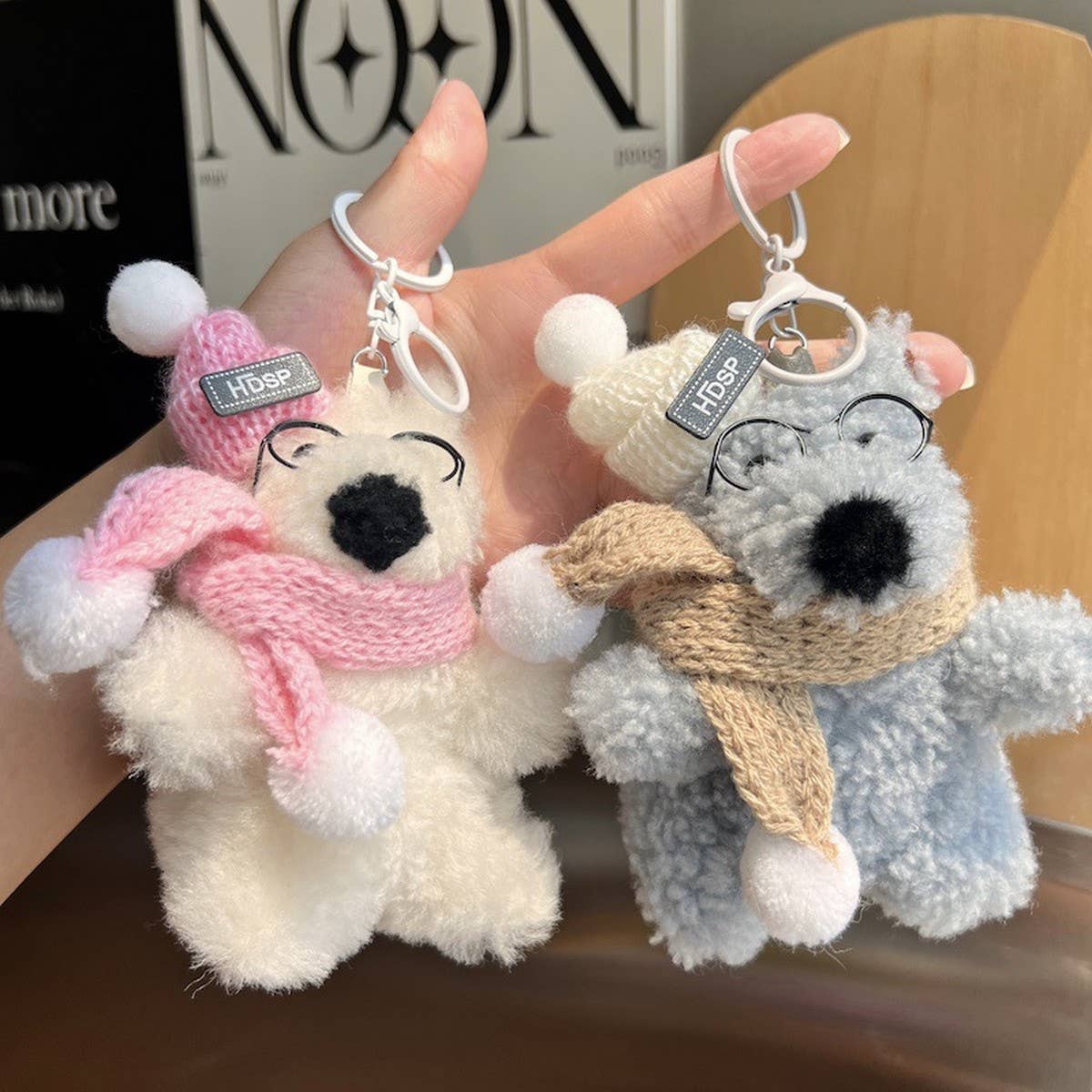 CUTE CREATIVE WOOL BEAR CAR KEYCHAIN BAG PENDANT