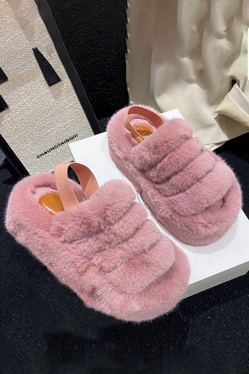 WOMEN FASHION HOME PLUSH OPEN TOE SLIPPERS