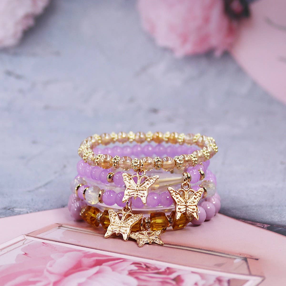 BOHEMIAN CRYSTAL BUTTERFLY ELASTIC BRACELET_CWASC0695