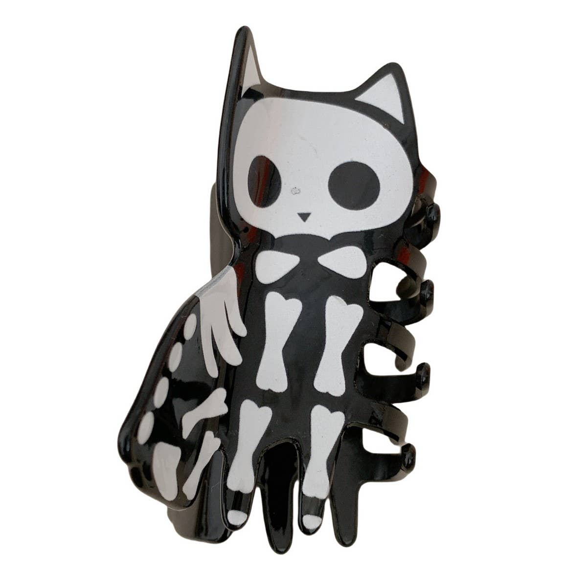 CWAHA07704_HALLOWEEN CAT SKULL ACRYLIC CLAW HAIR CLIP