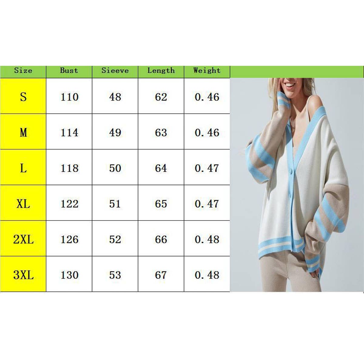 FASHION CONTRAST COLOR CARDIGAN LOOSE SWEATER