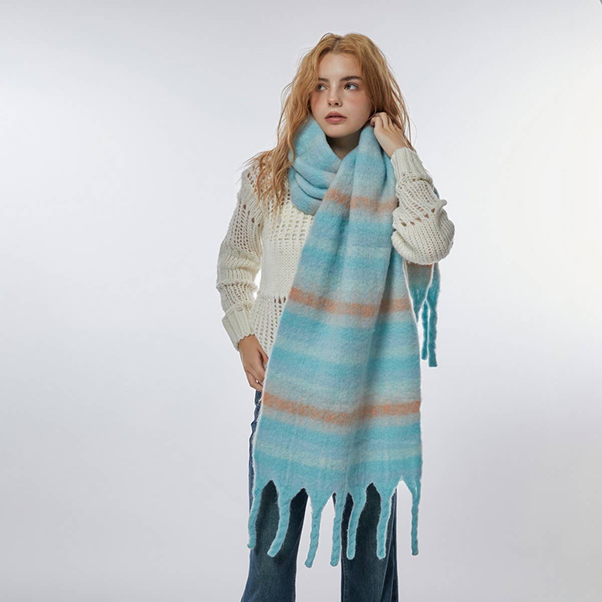 Purple Stripe Scarf - Soft Warm Wrap for Students_CWASC2374