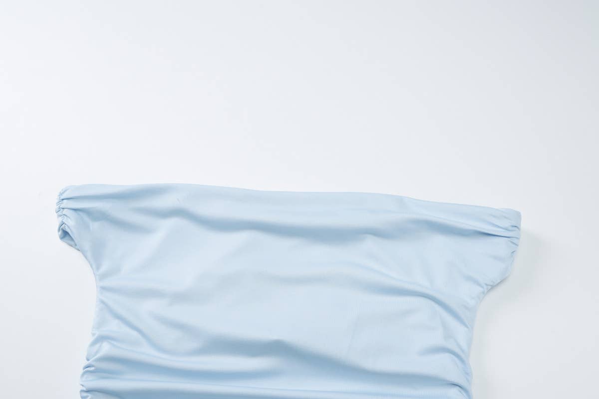 One-shoulder top mesh fabric patchwork skirt set