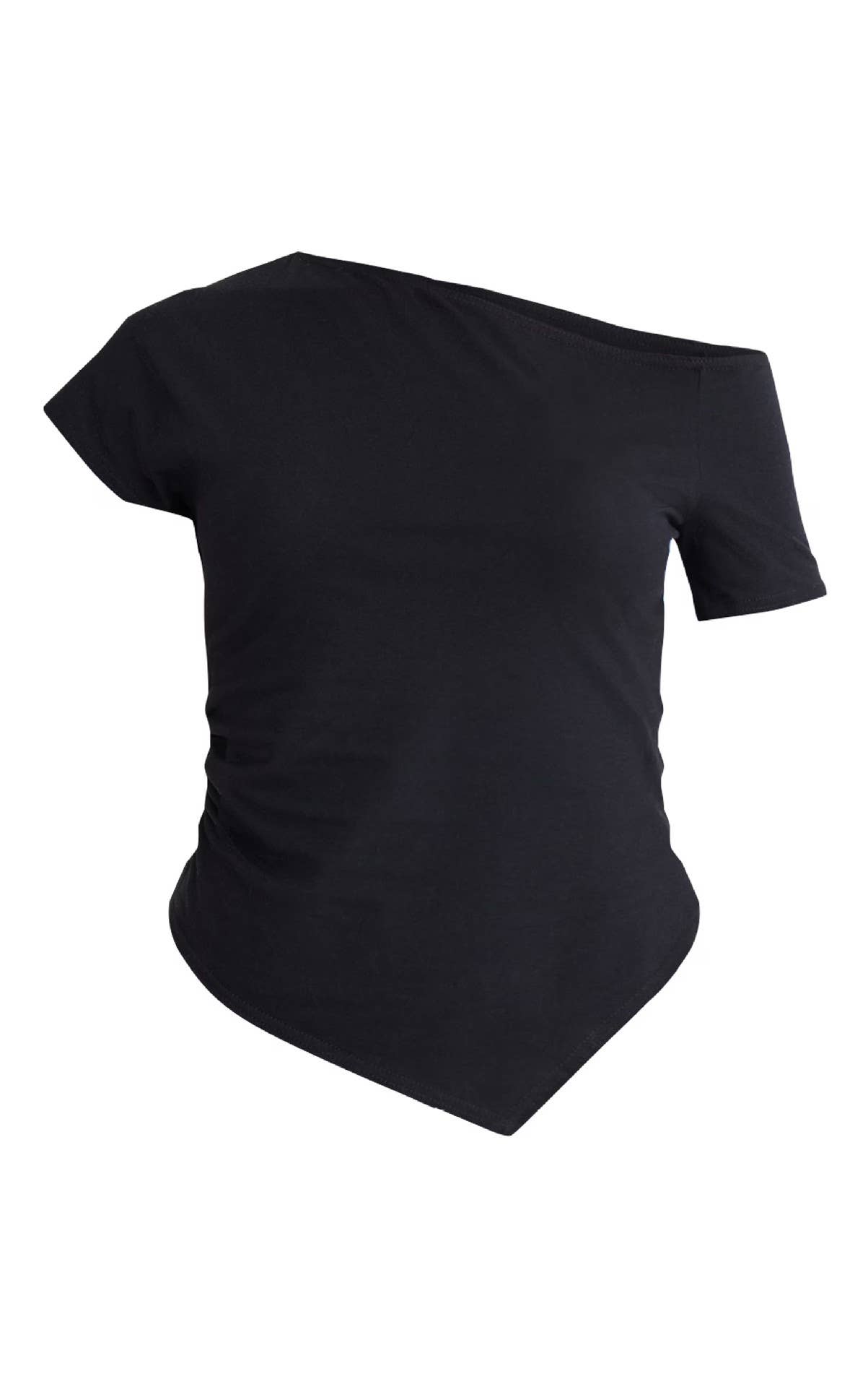 Fitted short-sleeved off-the-shoulder T-shirt