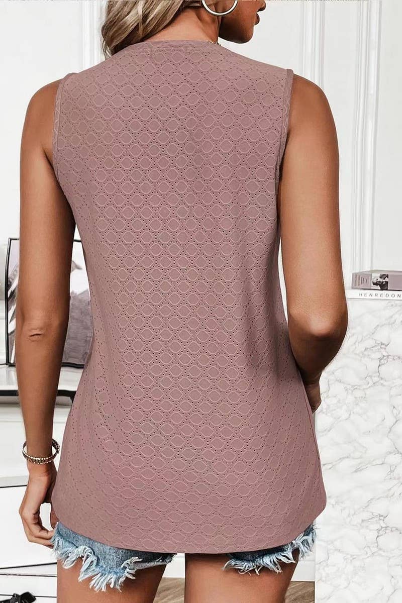 Cwttsl0232_Round Neck Sleeveless Knit Top