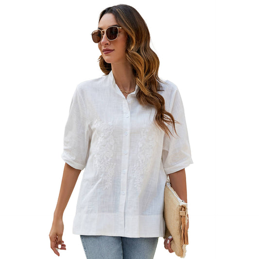 EMBROIDERED LOOSE SLIMMING SHIRT